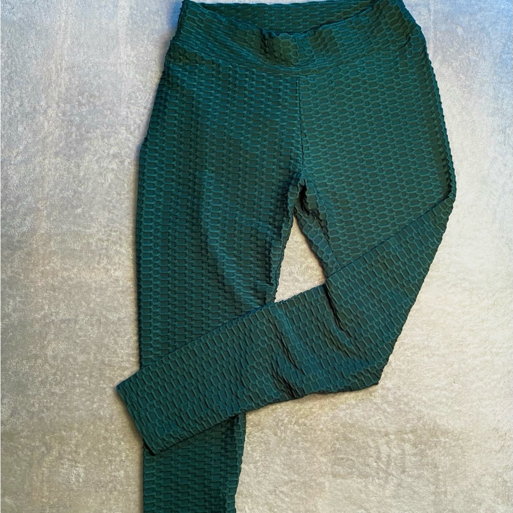 Anti cellulite full length teal spandex leggings